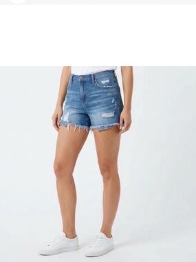 aerie Light Blue Distressed High-Waist Jean Shorts